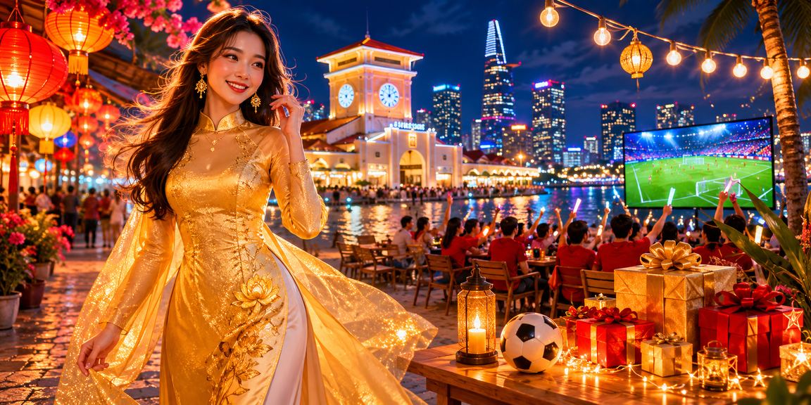 Người dùng xsttmn xem kèo bóng đá tại TP. Hồ Chí Minh với trang phục áo dài